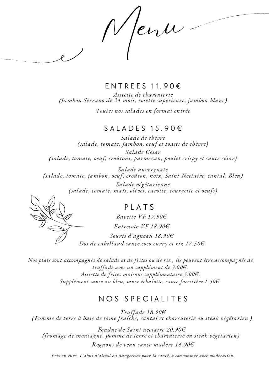 Menu Restaurant Hôtel Du Centre-1