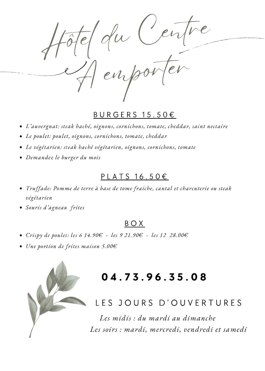 Menu Restaurant Hôtel Du Centre-3